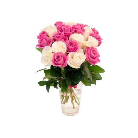 19 бело-розовых роз